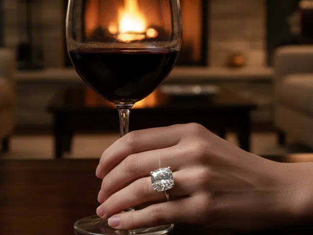 Cushion Cut Diamond Solitaire Sparkling by Firelight